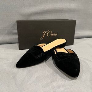 J. Crew Velvet Loafer Mules, Size 7, Black